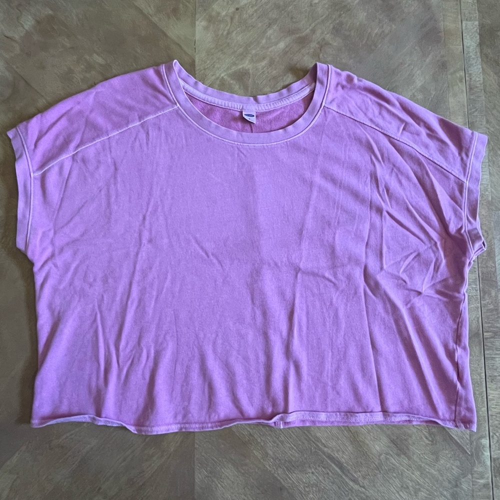 Old Navy Bright Pink Sleeveless Crop Top – Relaxed Wide Fit – Medium